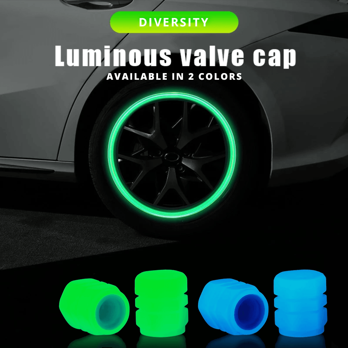 🚗 Luminous Car Tire Valve Caps – Glow in Style! ✨
